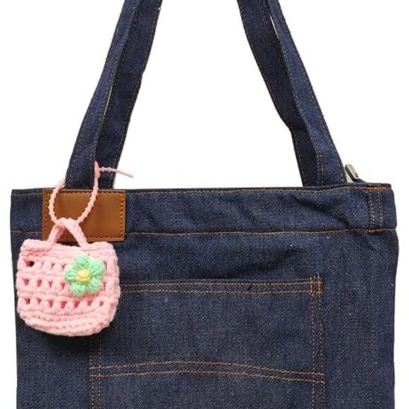 Women Denim Bow-tie Tote Shoulder Sling Hand Bags - Picture 1 of 5